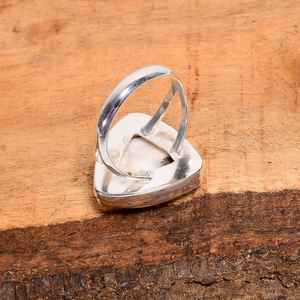 Bague en pierre précieuse Larimar Trillion, argent sterling 925, style vintage, bijoux faits à la main, cadeau pour femme - Product Image 6