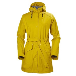 Gabardina con capucha para mujer, longitud midi, manga larga, impermeable, color liso - Product Image 2