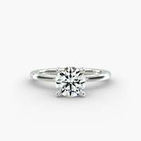 Bague de fiançailles en diamant rond brillant en argent, style classique pour femmes