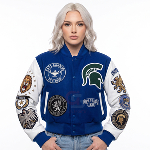 Premium Quality Women's Varsity <b>Jacket</b> Crop Top Quilted Nylon Winter Custom Embroidered Logo Letters Breathable <b>patchwork</b> <b>jacket</b> - Product Image 4