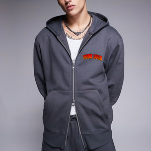 เสื้อฮู้ดซิปแบบไม่มีเชือกผูก รุ่นขายดี ตัดเย็บตามสั่ง ทรงโอเวอร์ไซส์ ผ้าฟลีซ ซิปแบบรูดขึ้น ทรงบ็อกซี่ คุณภาพสูง เสื้อฮู้ดผู้ชาย - Product Image 1