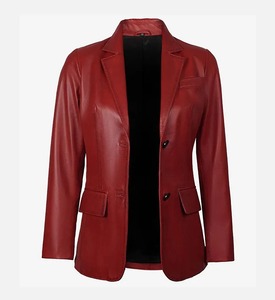 Nuevo Blazer de Moda Negro de Piel de Oveja Auténtica para Mujer, Chaqueta de Cuero Curtido Vegetal - Product Image 4