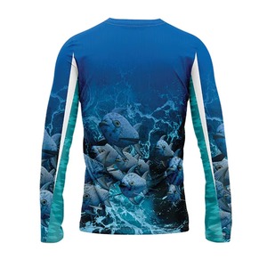 เสื้อตกปลาแขนยาวผู้ชาย UPF 50 ป้องกันรังสียูวี ลายพิมพ์ปลาสีน้ำเงิน เสื้อผ้าสำหรับกิจกรรมกลางแจ้ง โพลีเอสเตอร์ แบบสวมหัว - Product Image 2