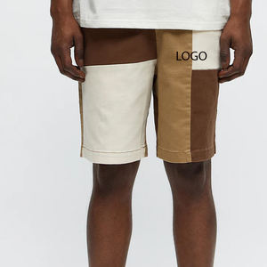 Shorts élégants pour hommes avec design color block, fermeture à cordon réglable, coupe confortable et décontractée, design à prix abordable - Product Image 1