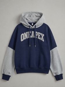 Custom <b>Navy</b> Grey <b>Hoodie</b> Men's Pullover Hooded Sweatshirt Streetwear Cotton Fleece Contrast Sleeve ONEAPEX Fashion Wholesale OEMs - Product Image 3