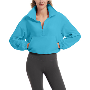 Sweat-shirt à demi-zip personnalisé avec logo pour femmes, pull-over professionnel, en molleton doux pour un port confortable, prix abordable - Product Image 3