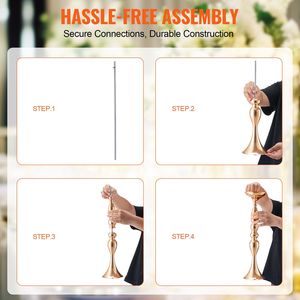 24 pezzi 50cm/19.7 'supporto floreale in metallo dorato per centrotavola da sposa e decorazioni da tavola - Product Image 5