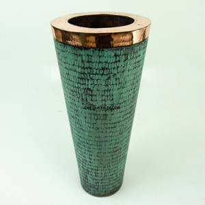 Aluminum Metal <b>Round</b> Shape Embossed <b>Brush</b> Texture Gold Plated Metal Vase Latest Contemporary Top Selling - Product Image 2