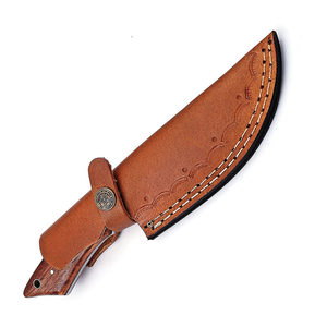 Cuchillo Multifuncional Hecho a Mano de Acero de Damasco con Funda de Cuero y Madera OEM - Product Image 6