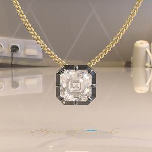 Collar Elvora Gems con Colgante de Moissanita de Corte Octogonal Geométrico, Oro Sólido de 2.8CT, Certificado IGI, Chapado en Rodio, Cadena de Cuerda, para Fiesta - Product Image 1