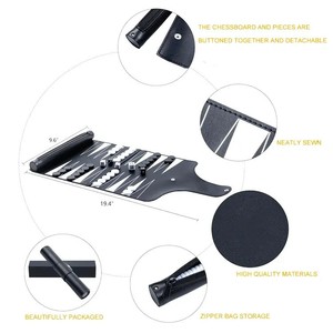 Best Quality PU Leather Rolled Portable Lightweight Travel <b>Backgammon</b> Game-Family Fun Customizable <b>Set</b> - Product Image 3
