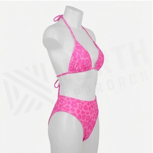 Ensemble de bikini rose imprimé léopard à dos nu North Approach, maillot de bain deux pièces taille haute extensible et tendance pour femme - Product Image 3