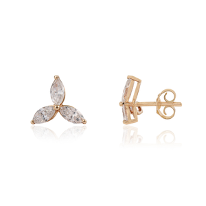 Boucles d'oreilles clous trio en diamant taille marquise 100 % naturel de qualité supérieure, bijoux minimalistes pour tous les jours, unisexe, en or jaune pur 14 carats - Product Image 3