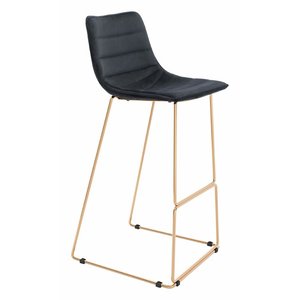 Tabouret de bar contemporain de luxe en métal doré avec siège rembourré, chaise de comptoir moderne pour îlot de cuisine - Product Image 4