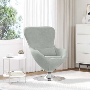 Sillón Huevo de Terciopelo Gris Claro para Sala de Estar - Product Image 1