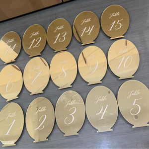 LANJO Golden Acrylic <b>Table</b> Numbers Circle Shape Elegant Laser Cut 6.0in Height 3in Width Wedding Place <b>Cards</b> 1-20 - Product Image 4