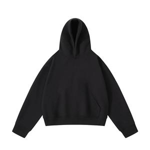 <b>Men's</b> Solid Color Hooded <b>Pullover</b> Fleece Sweatshirt Regular Sleeve Autumn Knitted Unlined Plain Dyed Design - Product Image 2
