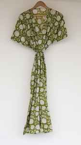 Bohemian Hand Block Print Cotton <b>Kaftan</b> Floral Robe Dress - Product Image 3