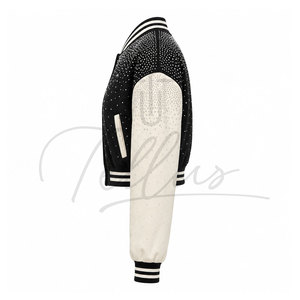 Servicio OEM de TELLUS APPAREL, Chaqueta Varsity de Invierno para Mujer, Marca Privada, Personalizable, Transpirable, de Lana con Pedrería - Product Image 3
