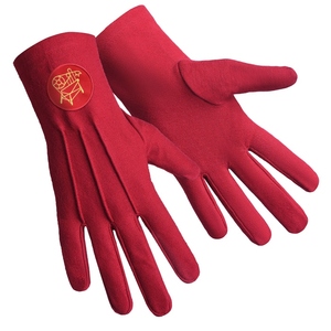 Gants en coton maçonniques rouges Heroines of Jericho avec patch brodé rond, couleurs personnalisées, pour usage sportif, durables et respirants - Product Image 2