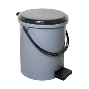 Cubo de Basura Grande de Plástico con Pedal, Contenedor de Residuos Duradero con Tapa para Hogar, Cocina, Oficina, Baño (15 Litros, Gris) - Product Image 1