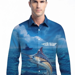 Custom Logo Botton Collar <b>Sun</b> Protection Long Sleeve Fishing Polo <b>Shirt</b> 100% Polyester Moisture Fisherman Jersey - Product Image 4