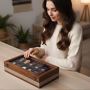 Caja de Madera para Guardar Relojes de Lujo, Caja de Madera para Relojes con Compartimentos para Guardar Joyas de AYAANS - Product Image 5