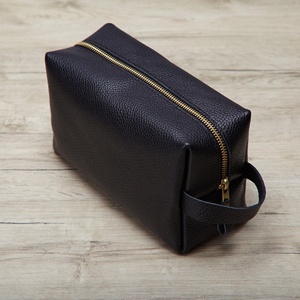 Custom Genuine Buffalo Leather <b>Toiletry</b> <b>Bag</b> Vintage Travel Shaving Dopp Kit Luxury <b>Men</b> Cosmetic Organizer <b>Bag</b> LYG-0115 - Product Image 1