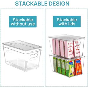 Boîtes de rangement en plastique empilables transparentes avec couvercles, lot de 1, contenants moyens avec poignées pour l'organisation du garde-manger, modèle D0100XUT3RU - Product Image 3