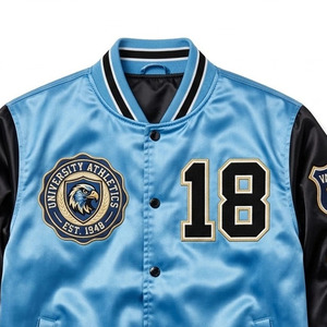 Chaqueta Bomber de Satén Estilo Japonés para Hombre, Nueva Chaqueta Varsity de Diseñador con Cuello Alto, Teñida por Ambos Lados, Chaqueta de Béisbol - Product Image 4