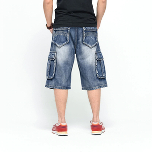 Men's Distressed Denim Cargo Shorts Mid Waist With Pockets Summer Casual Style 100% Cotton Woven Fabric - Product Image 6