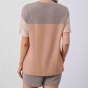 Women's Winter 2-Piece custom Printed Short Sleeve Sweatsuit <b>Set</b> 100% Cotton Fleece Streetwear Ladies shorts <b>set</b> Breathable OEM - Product Image 2