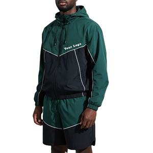 <b>Men</b> Lightweight Hooded Windbreaker <b>Jacket</b> Color Blocking Full Sleeve Spring Outdoor Sporty Design Breathable Polyester Tracksuit - Product Image 1