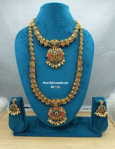 High Quality Traditional South Indian Temple Bridal Jewelry <b>Set</b> <b>Gold</b> Plated Zircon Engagement Wedding Party Antique Goddess - Product Image 1
