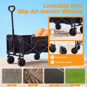 Carrello da Campeggio Pieghevole Multifunzionale con Ruote Elastiche, Grande Capacità, Portata 330 Libbre, Resistente - Product Image 4