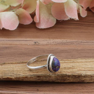 Wholesale Handmade Purple Copper <b>Turquoise</b> <b>Ring</b> 925 Sterling Silver Classic Party Jewelry Genuine Purple Stone Women - Product Image 5