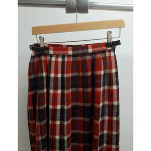 ชุดสจ๊วตสีแดง/น้ำเงินสำหรับผู้หญิงกระโปรงยาวลายตารางลายตาราง - Product Image 2