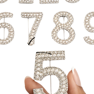 เข็มกลัดรูปตัวเลขประดับมุกสำหรับผู้หญิง คริสตัลสีเงิน เครื่องประดับตกแต่งตัวเลขแบบกำหนดเอง ของขวัญสุดหรู แฟชั่น - Product Image 6
