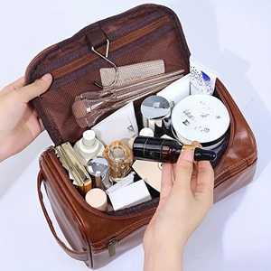 Genuine Leather Toiletry Bag <b>Mens</b> Dopp Kit Shaving Wash Bag Travel Cosmetic <b>Pouch</b> Large Capacity Wholesale UK TYG-0270 - Product Image 5