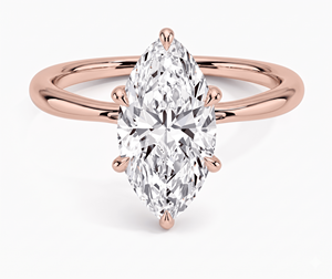 Bague de fiançailles classique pour femme en or 18 carats couleur or, diamant taille marquise excellente, couleur D, cultivé en laboratoire - Product Image 2