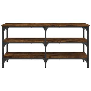 Banc à chaussures de taille moyenne en bois d'ingénierie chêne fumé avec étagère à chaussures en métal au design moderne - Product Image 5