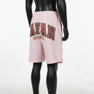 Shorts cortavientos para mujer, tela de nailon premium, color rosa sólido, ajuste casual, logotipo bordado en chenilla, shorts personalizados para mujer - Product Image 5