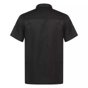 เสื้อเชฟคุณภาพสูงแบบ unisex แขนครึ่งตัว กระดุมสองแถว ผลิตจากผ้าโพลีเอสเตอร์ทอ พร้อมสีที่กำหนดเองได้ สำหรับร้านอาหาร บาร์ และชุดยูนิฟอร์มครัว - Product Image 1