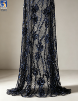 Tissu en dentelle brodée de sequins YX1596, maille florale scintillante pour robes, robes de soirée et vêtements de créateurs pour femmes