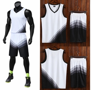 Conjunto de Camiseta de Baloncesto para Hombre, Cuello en V, Sin Mangas, Impresión por Transferencia de Calor, Poliéster que Absorbe la Humedad, Pantalones Cortos Deportivos - Product Image 4