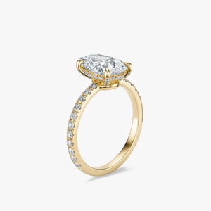 Anillo de Compromiso de Lujo con Diamante de Laboratorio en Forma de Pera de 3.45 CTW con Halo Oculto, Banda de Oro de 14K con Pavé, para Boda y Fiesta - Product Image 4