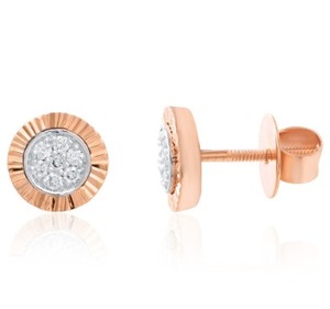 Pendientes contemporáneos de oro rosa con diamantes naturales para mujer, ajuste regular, elegantes, ligeros, joyería de moda - Product Image 6
