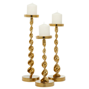 Table Top Set of Home Decor Brass Material Gold Plated Shinny <b>Candle</b> <b>Holder</b> Christmas Decoration - Product Image 1