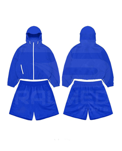 Hot Selling Unisex <b>Tracksuit</b> Set Hooded Zipper Jacket Shorts Solid Color Casual Loose Fit Summer Wear 100% Nylon Adult Size - Product Image 6