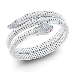 Pulsera de Cadena de Serpiente con Incrustaciones de Zirconia, Bañada en Oro, Aleación, Estilo Punk, Joyería de Regalo - Product Image 6